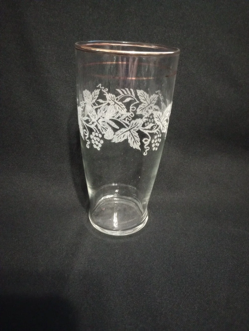 Bartlett Collins Sugar Frosted Grapes& Vine Pattern W/Gold Rim Tumblers-Set of 3